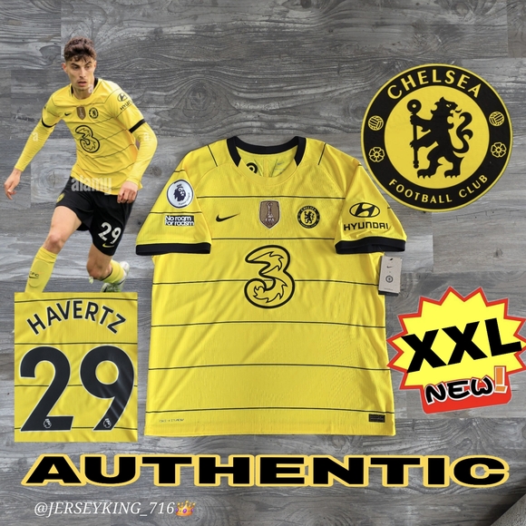 Nike Chelsea FC Kai Havertz #29 2021/2022 Away Authentic Yellow Jersey New XXL